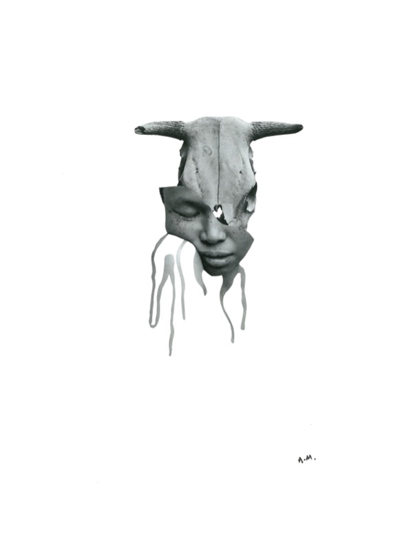 half face half cow skull